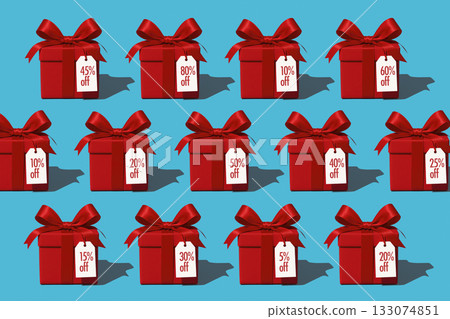 red gift boxes with discounts, generative AI red gift boxes with discounts, generative AI 133074851