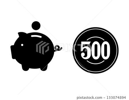 500 yen coin savings icon 500 yen coin savings icon 133074894
