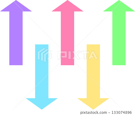 簡單易用的短箭頭套組_柔和的粉彩色系（粉紅色、黃色、綠色、淺藍色、紫色） 133074896