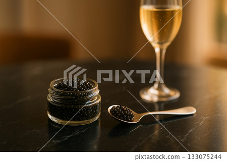 Caviar and champagne 133075244