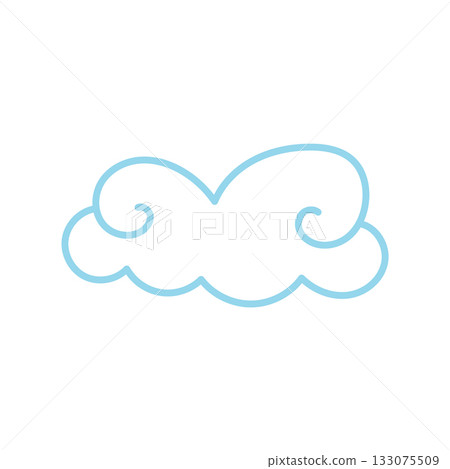 Kawaii cartoon cloud outline in pastel blue for sky or angel themes Kawaii cartoon cloud outline in pastel blue for sky or angel themes 133075509