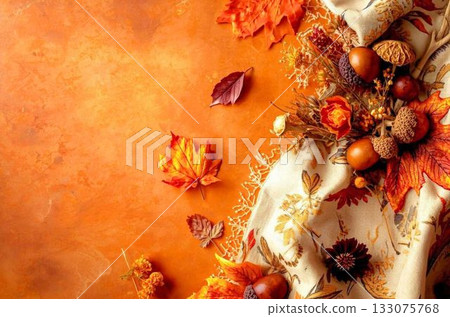 背景圖：秋季，赤陶色，復古蕾絲，秋葉邊框 133075768