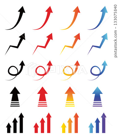 Rising arrow icon set Rising arrow icon set 133075840