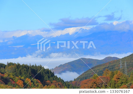 從松川谷眺望高井水壩和白馬山脈。 133076167