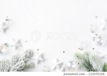 Christmas ornaments on a white background. 133076189