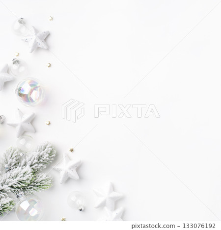 Christmas ornaments on a white background. Christmas ornaments on a white background. 133076192