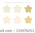 Golden flower shaped traditional Japanese pattern set - cherry blossoms 133076251