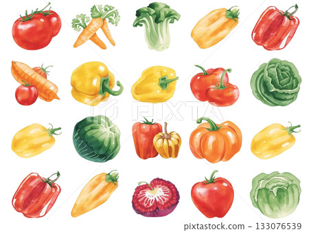 彩色蔬菜水彩插畫集 彩色蔬菜水彩插畫集 133076539