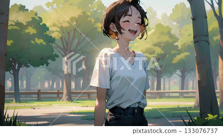 Young woman in the park 133076737