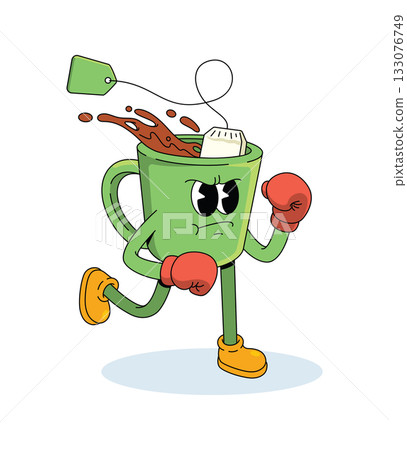 tea boxer character groovy cartoon illustration tea boxer character groovy cartoon illustration 133076749
