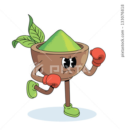 matcha boxer character groovy cartoon illustration matcha boxer character groovy cartoon illustration 133076818