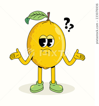 lemon confused character groovy cartoon illustration lemon confused character groovy cartoon illustration 133076936