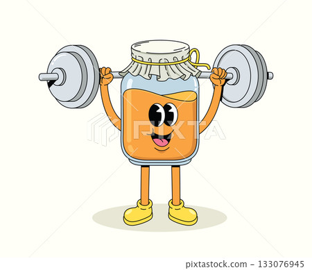 honey weightlifting character groovy cartoon illustration honey weightlifting character groovy cartoon illustration 133076945