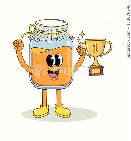 honey trophy character groovy cartoon illustration honey trophy character groovy cartoon illustration 133076946