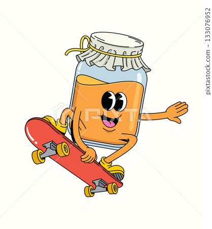 honey skateboard character groovy cartoon illustration honey skateboard character groovy cartoon illustration 133076952