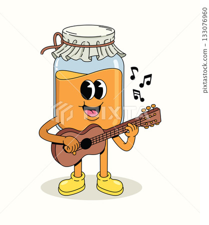 honey in a guitar character groovy cartoon illustration 133076960