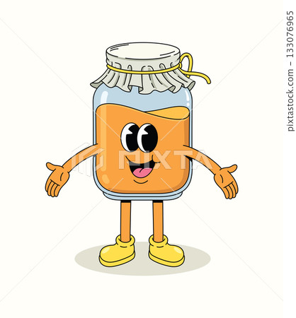 honey in a bottle character groovy cartoon illustration 133076965