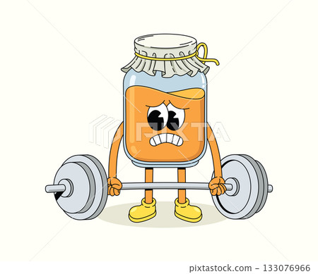 honey hard weightlifting character groovy cartoon illustration honey hard weightlifting character groovy cartoon illustration 133076966