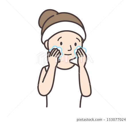 一名女子正在用泡沫洗臉 133077024