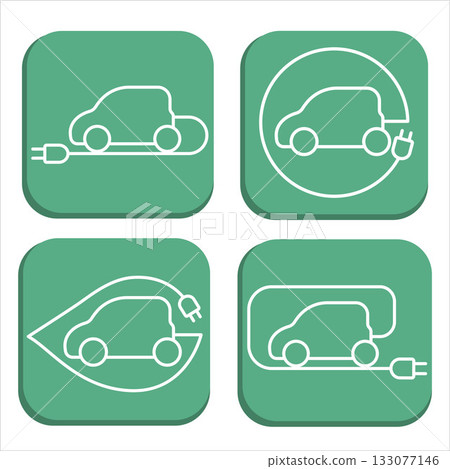 Set of Electric car logo, icon, Eco Vehicles Symbol, Design template linear minimal. Vector design illustration. Set of Electric car logo, icon, Eco Vehicles Symbol, Design template linear minimal. Vector design illustration. 133077146
