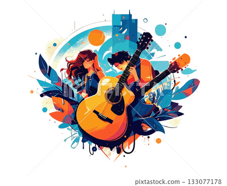 背景素材壁紙，吉他，爵士樂手演奏 133077178