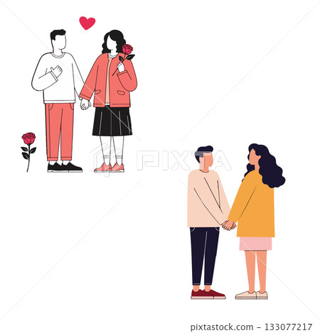 Illustrations of Couples Holding Hands 133077217