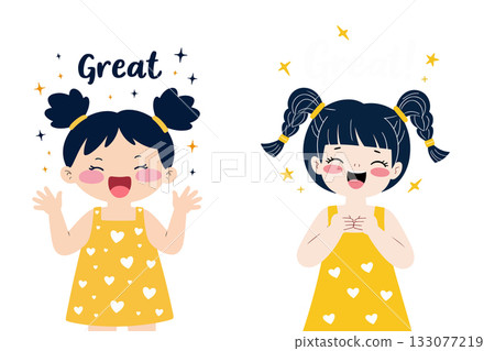 Happy Girls Illustration 133077219