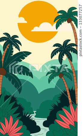 Tropical Landscape with Rain Tropical Landscape with Rain 133077257