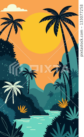 Tropical Landscape with Rain Tropical Landscape with Rain 133077258