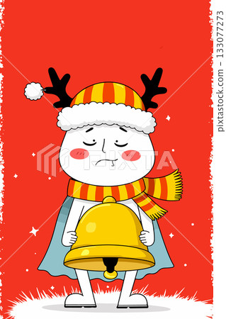 Sad Reindeer with Bell 133077273