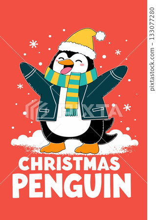 Cartoon Christmas Penguin Illustration 133077280
