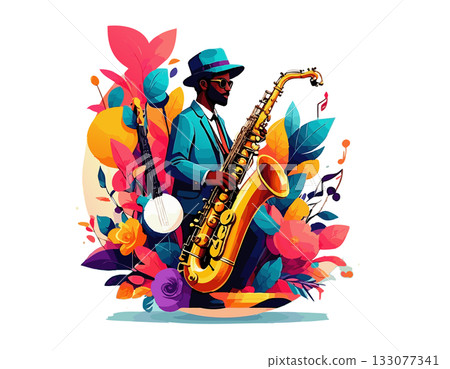 古典薩克斯風背景素材插圖 古典薩克斯風背景素材插圖 133077341