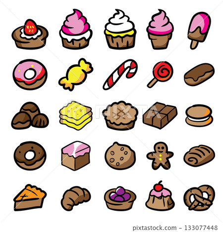 Colorful Bakery and Candy Doodle Icons Colorful Bakery and Candy Doodle Icons 133077448