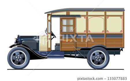 Retro delivery truck isolated on white background 133077883