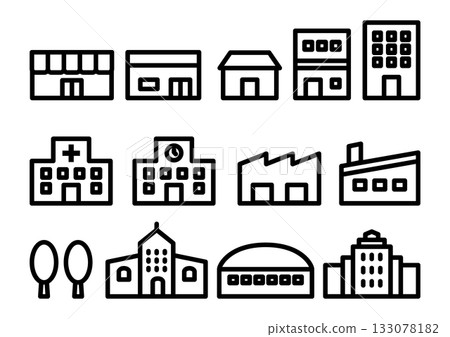 簡易建築圖示素材 133078182