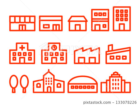 簡易建築圖示素材 133078226