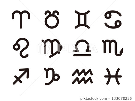 簡單的 12 個星座標誌圖標 133078236