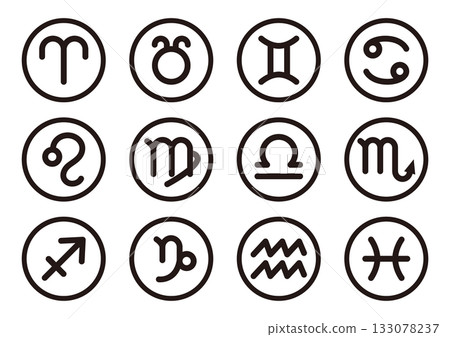 簡單的 12 個星座標誌圖標 133078237