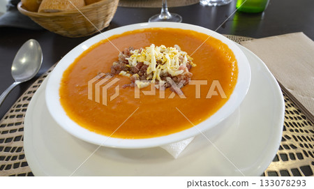 Salmorejo Cordobes Traditional Andalusian Dish, Spain Salmorejo Cordobes Traditional Andalusian Dish, Spain 133078293