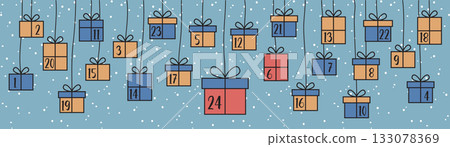 colorful advent calendar 24 christmas gifts vector illustration colorful advent calendar 24 christmas gifts vector illustration 133078369