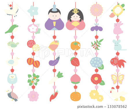 可愛女兒節掛件人偶圖示套裝 粉紅彩色系 2 可愛女兒節掛件人偶圖示套裝 粉紅彩色系 2 133078562