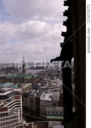 St. Nicholas church (St.-Nikolai-Kirche, 1195, 1874), a Gothic Revival cathedral who was one of the five Lutheran churches in Hamburg. Germany. 133078571