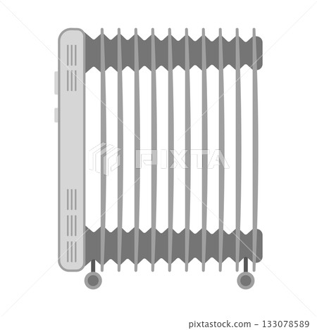 Electric Oil Radiator Heater Vector Illustration. Perfect for projects focused on comfort, warmth, winter interiors or modern household appliances. 133078589