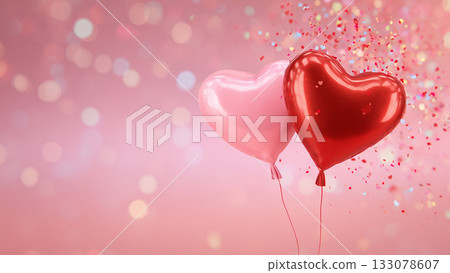 Cute heart balloons Valentine's Day 133078607