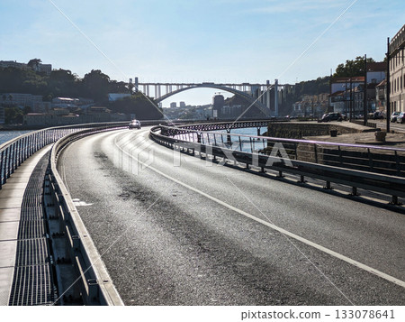 Car road river Porto Portugal Car road river Porto Portugal 133078641