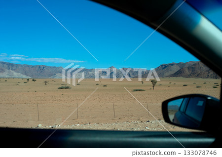 Namibia landscape desert mountains car Namibia landscape desert mountains car 133078746