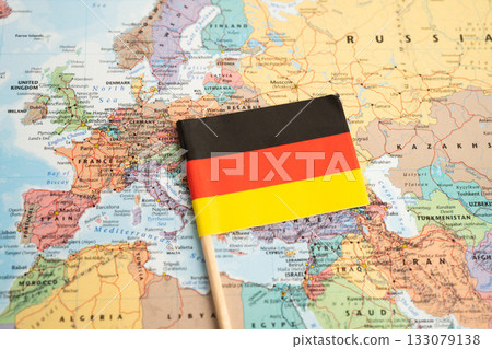 Bangkok, Thailand July 13, 2025 Germany flag on world map. 133079138