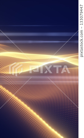 Abstract glowing golden wave of digital particles forming smooth flowing patterns, symbolizing data, energy, and light Abstract glowing golden wave of digital particles forming smooth flowing patterns, symbolizing data, energy, and light 133079447