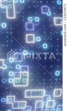 Abstract composition of glowing neon squares and dots forming a futuristic digital pattern Abstract composition of glowing neon squares and dots forming a futuristic digital pattern 133079471