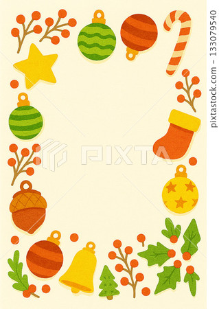 Illustration of a message card surrounded by Christmas ornaments 133079540